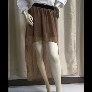 Skirt sheer tan high low forever 21 juniors